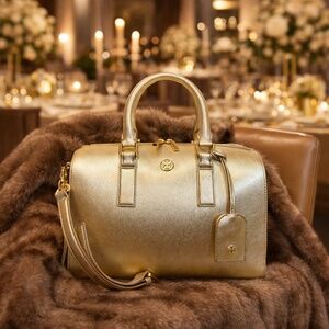 Tory Burch Robinson Gold Leather Top Handle Satchel/Crossbody Bag/Shoulder Bag